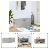 Szafki na buty - The Living Store Naścienna szafka na buty betonowa szara 100x35x38 cm materiał drewnopochodny - miniaturka - grafika 1