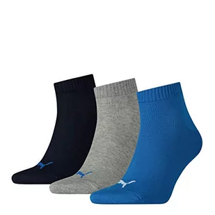 PUMA Skarpety uniseks Plain Quarter (zestaw 3 szt.), niebieski/szary melanż, Medium - Skarpetki damskie - miniaturka - grafika 1
