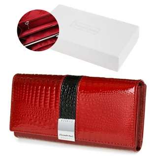 Portfele - Portfel damski czerwony skórzany RFID pudełko Alessandro czerwony - Merg - grafika 1