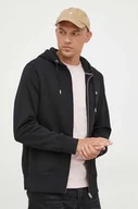 Bluzy męskie - Gant bluza męska kolor czarny z kapturem gładka - miniaturka - grafika 1