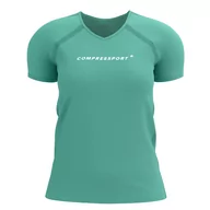 Bielizna sportowa męska - COMPRESSPORT Koszulka biegowa damska TRAINING SS LOGO T-SHIRT shell blue - miniaturka - grafika 1