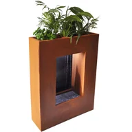 Fontanny ogrodowe - KÖHKO® Fontanna z kurtyną wodną i oświetleniem LED Wysokość 80 cm, stal corten z donicą ze stali nierdzewnej Wodospad Fontanna wewnętrzna 32001H - miniaturka - grafika 1