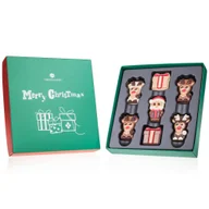 Bombonierki i czekoladki - Renifery Świętego Mikołaja zestaw 5 figurek z belgijskiej czekolady 2 praliny w kształcie prezentów z nadzieniem z orzechów laskowych w kartoniku pr.. - miniaturka - grafika 1