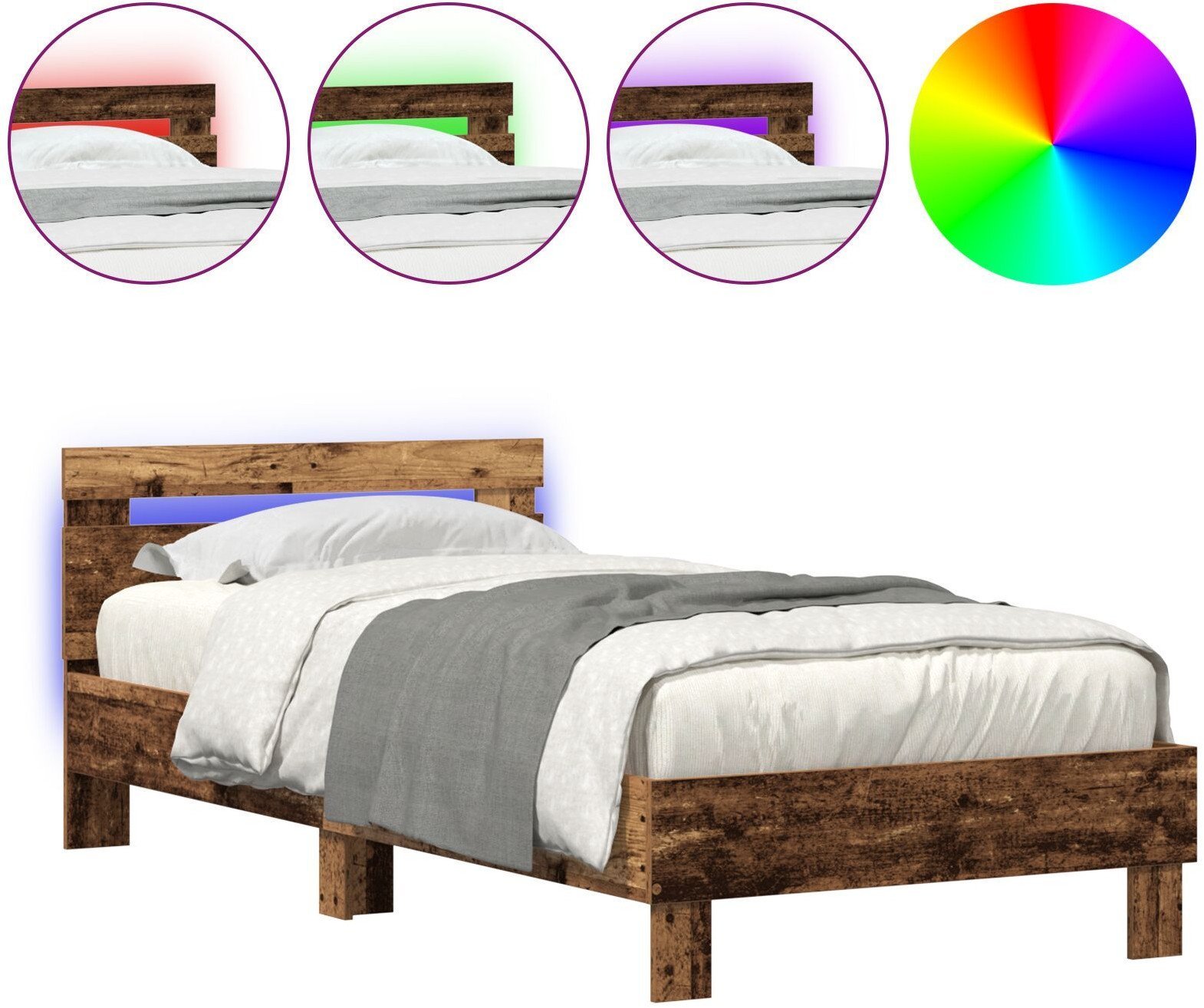 vidaXL Rama łóżka Stare drewno Drewno 90 x 200 cm Drewniana rama łóżka