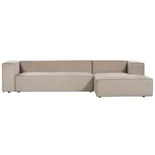 BELIANI Narożnik lewostronny 3-osobowy beżowoszary welurowy sofa narożna minimalistyczny styl - Narożniki - miniaturka - grafika 1