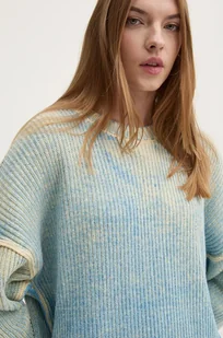 Desigual sweter VANCOUVER damski kolor niebieski ciepły 24WWJF09 - Swetry damskie - miniaturka - grafika 1