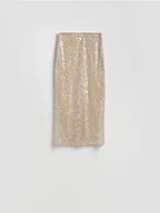 Spódnice - Reserved - Cekinowa spódnica midi - kremowy - miniaturka - grafika 1