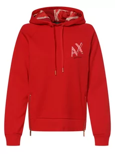 Armani Exchange - Damska bluza z kapturem, czerwony - Bluzy damskie - miniaturka - grafika 1