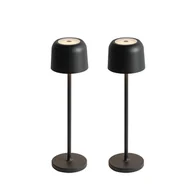 Lampy stojące - QAZQA Zestaw 2 Lampek Stołowych Grzybów Czarne Wraz Ze Stacją Ładującą - Raika - miniaturka - grafika 1