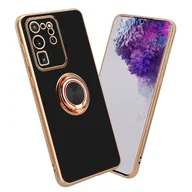 Etui i futerały do telefonów - Pokrowiec Do Samsung Galaxy S20 ULTRA Etui w Glossy Czarny - Złoto magnetycznym Obudowa Case Cover Ochronny Cadorabo - miniaturka - grafika 1