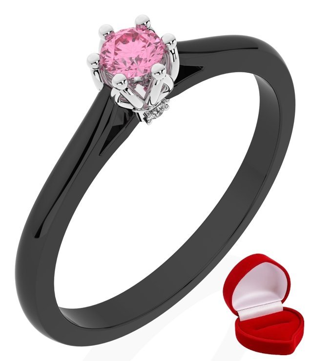 ZŁOTY PIERŚCIONEK ZARĘCZYNOWY 585 14k SZAFIR 0,09 ct CZARNE ZŁOTO R10