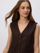 Marynarki i żakiety damskie - Reserved - Garniturowa kamizelka z wiskozą - ciemnobrązowy - miniaturka - grafika 1
