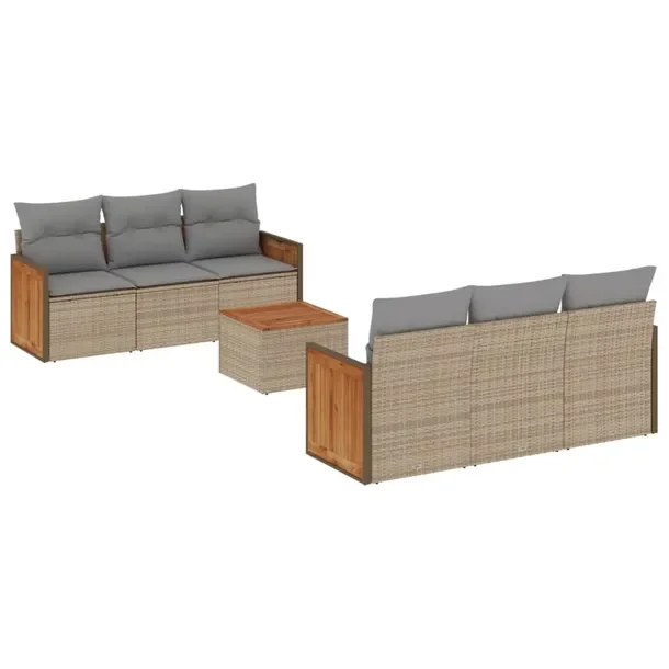 Zestaw mebli ogrodowych beżowy rattan PE z poduszkami 55 x 62 x 69 cm