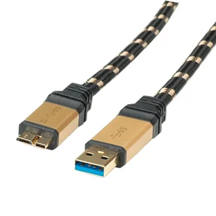 ROLINE 11.02.8878 kabel USB USB 3.2 Gen 1 (3.1 Gen 1) 0,8 m USB A Micro-USB B Czarny, Złoto 11.02.8878 - Kable komputerowe i do monitorów - miniaturka - grafika 1