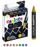 Przybory szkolne - Carioca Kredki świecowe metaliczne 8 kolorów - miniaturka - grafika 1