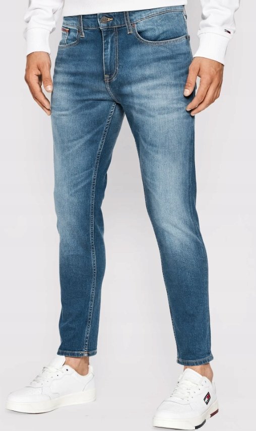 TOMMY JEANS NIEBIESKIE JEANSY MĘSKIE Z PRZETARCIAMI 33/36 7BA