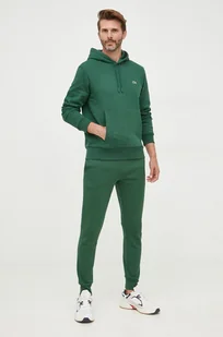 Lacoste bluza kolor zielony z kapturem gładka - Bluzy męskie - miniaturka - grafika 1