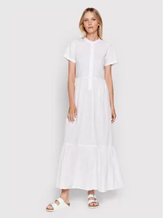 Sukienki - Benetton United Colors Of Sukienka koszulowa 4EW7DV011 Biały Regular Fit - grafika 1