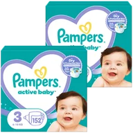 Pieluchy - Zestaw Pampers Active Baby, pieluchy, rozmiar 3, 6-10 kg, 2 x 152 sztuki - miniaturka - grafika 1