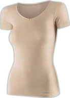 Koszulki sportowe damskie - Brubeck SS1398W Koszulka damska z krótkim rękawem COMFORT MERINO beżowy L - miniaturka - grafika 1