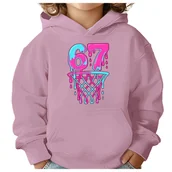 Bluzy dla dziewczynek - BLUZA DZIECIĘCA Z KAPTUREM 67 SIX SEVEN KOSZYKÓWKA 122-128 PREZENT - miniaturka - grafika 1