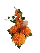Sztuczne kwiaty - Stroik Grób Cmentarz Kwiaty Wiązanka Chryzantema Pomarańczowy - miniaturka - grafika 1