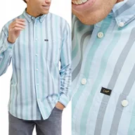 Koszule męskie - Lee RIVETED SHIRT Blue Sky LUŹNA BŁĘKITNA KOSZULA W PASKI RELAXED FIT S - miniaturka - grafika 1