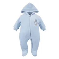 Kombinezony dla dzieci - Kombinezon welurowy dziecięcy niebieski z kaczuszką 62 - miniaturka - grafika 1