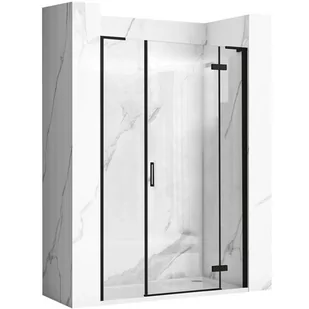 Drzwi prysznciowe 110 cm uchylne czarne Hugo Rea Black - Ścianki i drzwi prysznicowe - miniaturka - grafika 1