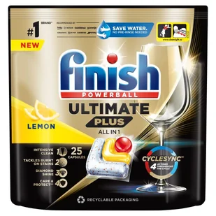 Kapsułki do zmywarek FINISH Powerball Ultimate Plus All In 1 Lemon - 25 szt. - Woda - miniaturka - grafika 1