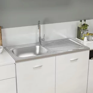 vidaXL Lumarko Zlew kuchenny z ociekaczem, srebrny, 1000x500x155 mm, stal! 147236 - Zlewozmywaki - miniaturka - grafika 1