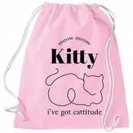 Plecaki worki - WORKO PLECAK RÓŻOWY Do Szkoły Na Buty I'VE GOT CATTITUDE Różne Grafiki Wz - miniaturka - grafika 1