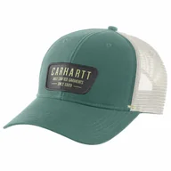 Czapki i chusty sportowe męskie - Czapka z daszkiem Carhartt Canvas Mesh-Back Crafted Patch Cap L04 Slate Green - miniaturka - grafika 1