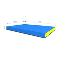 Maty do ćwiczeń - Małpiszon, Materac do ćwiczeń 150x100x10 3-częściowy niebiesko-żółty - miniaturka - grafika 1