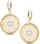 Kolczyki - ZŁOTE KOLCZYKI WISZĄCE GRECKI WZÓR WIĘKSZE 585 - miniaturka - grafika 1