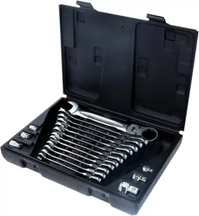 KS Tools KS-Tools 503.4868 Gear Plus Czarny z grzechotką zestaw kluczy pierścieniowych szczękowych, z blokadą, 18-częściowy, 8  19 MM, z zamkiem adapter 5034868 - Klucze i nasadki - miniaturka - grafika 1
