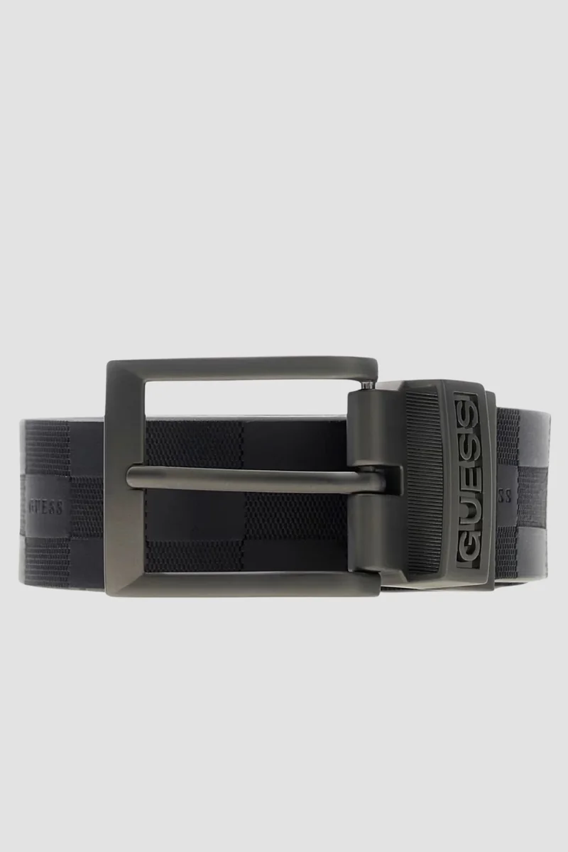 GUESS Czarny dwustronny męski pasek w monogram Reversible Logo Belt XL