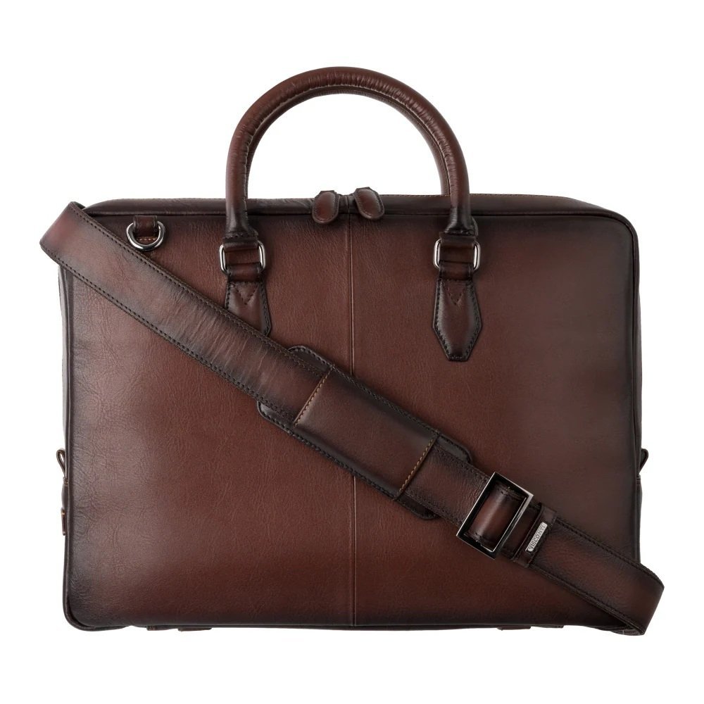 Zgrabna teczka na laptop 13'' ze skóry licowej Visconti AT-50 - brązowa