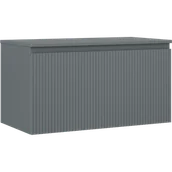 Szafki łazienkowe - Mexen Rivel szafka łazienkowa podumywalkowa 90 cm z blatem, 1 szuflada, ryflowana , grafit mat - 91A20-09047-1-BFC66 - miniaturka - grafika 1