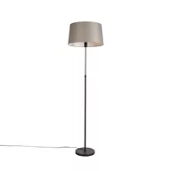 Lampy stojące - QAZQA Lampa podłogowa regulowana czarna klosz lniany szarobrązowy 45cm - Parte - miniaturka - grafika 1