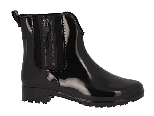 Tom Tailor Damskie 4292308 kalosze gumowe, czarne, 37 UE