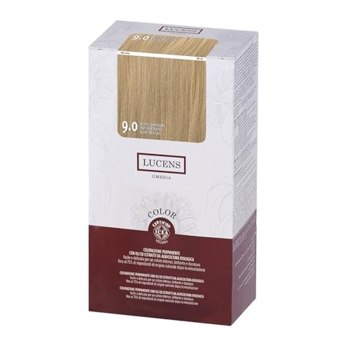 LUCENS Permanente Coloration bardzo jasny blond 9.0 – farba do włosów z dużą zawartością naturalnych składników – bez amoniaku, bez substancji zapachowych, promienny i długotrwały kolor