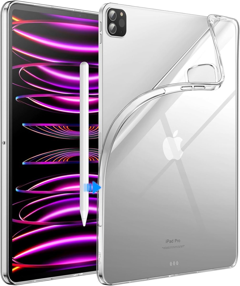 JETech Etui dla iPad Pro 12,9 Cala 2022/2021 (6./5. Generacji), Miękki TPU Przezroczysty Szczupły Odporny na Wstrząsy Tabletu Osłona, Wsparcie Penci..