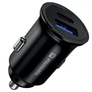 SWISSTEN Czarna Ładowarka samochodowa 1xUSB 1xUSB-C 36W - Ładowarki samochodowe - miniaturka - grafika 2
