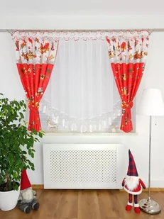 Świąteczny zestaw-firana gotowa z zasłonami, gotowe komplety - Firany - miniaturka - grafika 1