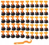 Narzędzia glazurnicze - System do poziomowania płytek klipsy 50 sztuk + klucz - miniaturka - grafika 1