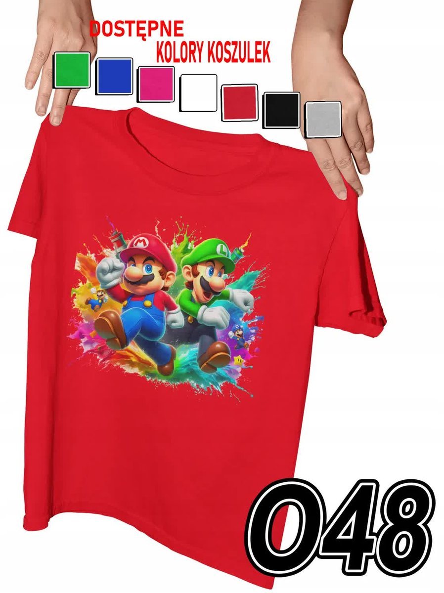 Koszulka Dziecięca Z Nadrukiem Super Mario Luige Gry Różne - L 146-152