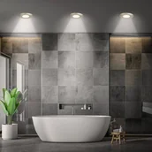 Oprawy, klosze i abażury - Briloner Oprawa wpuszczana LED Klira, matowy nikiel, Ø 9 cm, IP44, 3 szt - miniaturka - grafika 1