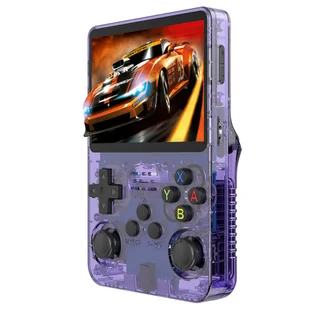R36S Handheld Game Console, 3.5-inch IPS Screen, Linux System, 11 Emulator, 64GB - Transparent Purple - Konsole i gry retro - miniaturka - grafika 1