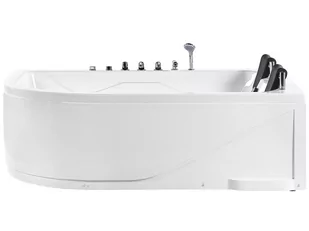 Wanna narożna LED lewa z hydromasażem 180 x 120 cm biała CALAMA - Wanny z hydromasażem - miniaturka - grafika 1